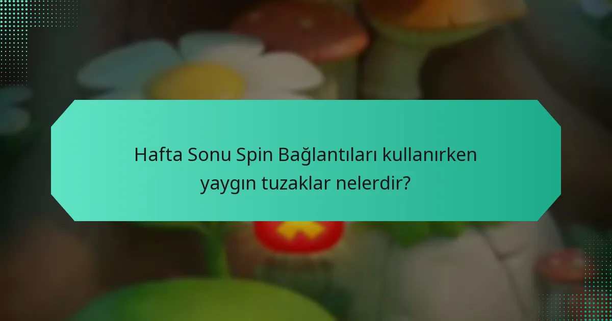 Hafta Sonu Spin Bağlantıları kullanırken yaygın tuzaklar nelerdir?